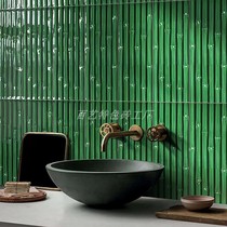 Nordic style net red bamboo brick kitchen bathroom bamboo tile green background wall porch special-shaped wall brick restaurant