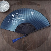 Fan boys domineering self-defense folding fan ancient style ancient wind fan bone carrying Hanfu classical fan