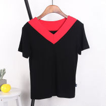 Middle-aged and elderly square dance costumes female v-neck tops new modal T-shirt dancing clothes Dance Dance short-sleeved practice uniforms