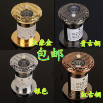 Carved electroplating door mirror 35mm metal material cats eye with doorbell two-in-one zinc (high quality) diameter alloy