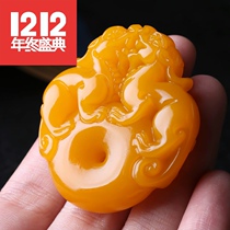 Jade fei edge Jade Huanglong Jade brave pendant peace buckle jade kirin men women pendant ping an pai Jade