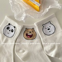 ins summer thin cartoon cute naked bear wild tide Japanese students college style Korean version of cotton socks children