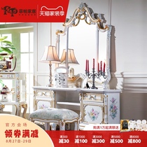 Fipa pastoral wood carved furniture European bedroom furniture set Princess dressing table makeup mirror makeup stool