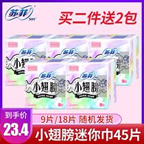 Sofy sanitary napkin pads used before and after menstruation small wings soft cotton mini aunt towel fragrance-free 175mm5 pack