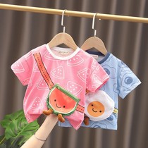 2021 summer new fashion boys and girls children baby cotton T-shirt casual loose cute Western style short-sleeved top
