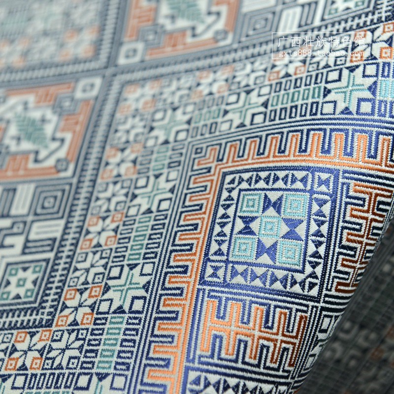 Guangxi Zhuang characteristic fabric Zhuangjin pattern clothing curtain wall decoration material big cloth ethnic face