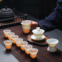 Ice Seed Goat Grease Jade Tea Set Household China Wind White Porcelain Tea Cup With Suit Office Sending Elders Gift Box Tea Set