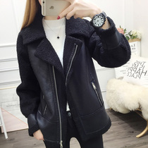 South Korean autumn and winter 2021 new lamb fur one-piece jacket ladies big code genuine leather jacket locomotive clothes blouse