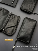 2022 New Handpicked Bag Men Genuine Leather Soft Leather Casual Head Layer Bull Leather Long Wallet Small Mobile Phone Bag Hand Grip Bag