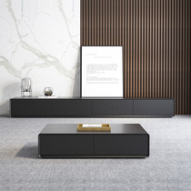 Living room household small apartment Nordic modern simple black floor cabinet coffee table TV cabinet combination light luxury can be customized