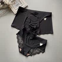 Couples underwear couples Ice Silk seamless cute passion pants head lace plus size summer pair of trousers KK