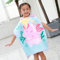Childrens hooded bath towel cloak 120X60 cartoon mermaid dinosaur absorbent bathrobe Swimming can wear baby cloak