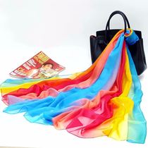 Belly dance scarf rainbow seven color silk scarf women wild scarf long shawl summer sunscreen beach towel