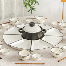 Reunion Platter Tableware Combo Ceramic Plate Dish Plate Home Creative Family Dinner Round Table Hot Pot Dish Set