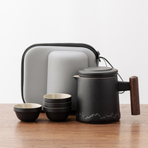 Ceramic portable travel Kunfu teacup tea set Single person outdoor teapot fast cup custom gift