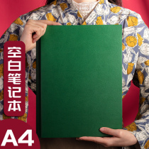 a4 blank notebook inner page white paper thick and large simple College students literary hand account drawing painting painting hand drawing super thick grid wireless note soft leather large blank model postgraduate entrance examination