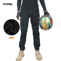 TNAC Tuochi motorcycle riding pants Four Seasons men and women denim tooling anti-fall foot slim locomotive autumn and winter plus Velvet