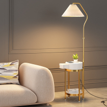 Nordic floor lamp living room sofa design sense bedroom bedside cabinet integrated shelf light luxury double layer vertical table lamp