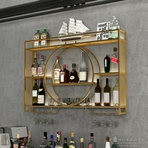 Nordic wine rack wall-mounted hotel wrought bar bar wine cabinet restaurant wall decoration bogus shelf tea rack