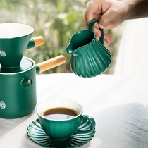 High-grade ceramic coffee small milk cup with large capacity milk cup Small milk tank Milk pot pull flower British European personality milk tank