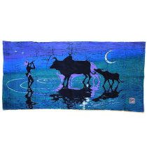 Fabric batik painting late return national style hanging painting restaurant Inn decoration Chinese characteristic gift cotton wall hanging garden