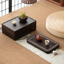 Tea tray Home bamboo small dry brew tea table storage dual-purpose tea tray kung fu tea set multi-purpose storage box