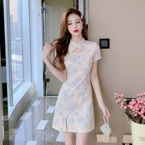  Net red robe improved dress womens summer 2021 new small young lace floral skirt