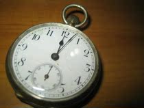 One hundred thousand paved Sterling Silver = = small three-pin porcelain plate = = antique pocket watch (034)