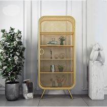 Nordic wrought iron grid living room bedroom custom multi-layer with double door floor bookcase cosmetics storage rack