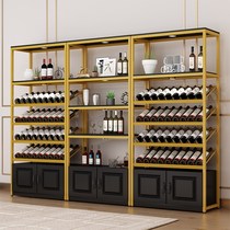 Red wine cabinet display stand supermarket liquor rack winery floor cabinet storage iron rack display cabinet wine rack