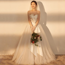 Taped chest light main wedding dress 2021 new bride temperament princess style Senior sense French go out gauze female super fairy