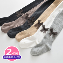 Baby stockings autumn and winter over the knee baby pantyhose spring and autumn thick girl leggings children vertical bar thickened outside