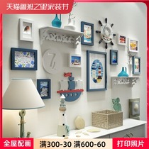 Creative solid wood photo wall decoration Mediterranean hanging decoration modern simple frame Wall living room photo wall dining room combination