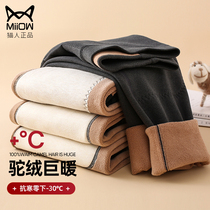 Catman camel velvet cotton pants men's warm pants plus velvet padded northeast winter de velvet autumn pants tight velvet pants leggings