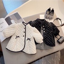 Girls cotton coat coat 2021 new baby girl autumn and winter clothes thick cotton coat childrens foreign style plus velvet cotton coat