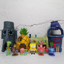 Spongebob SquarePants doll pie big star crab boss hand-made decoration Pineapple house model toy cake decoration gift