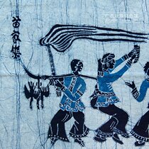 Guangxi Miao nationality batik painting folk customs activity painting Miao Jiale Inn restaurant decoration painting