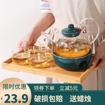 Teacup set Household simple modern glass Nordic candle Afternoon tea Flower tea Fruit teapot Herbal tea set