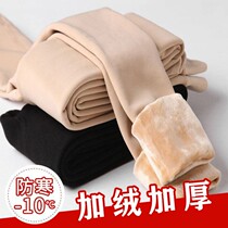 Light-legged artifact womens winter fashion high-waisted socks outside wearing leggings comfortable plus velvet thickened skin tone warm pants