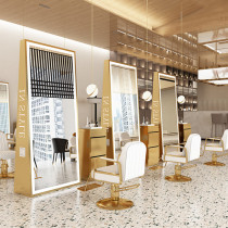 Hot hair shop net red with lamp hair clipping mirror table Hair salon special single-sided mirror with lamp hot dye hair clipping mirror table