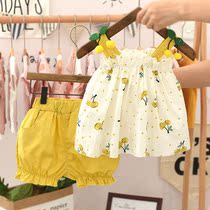 Little girl suit fashionable foreign style net red girl clothes 2021 new summer clothes female baby clothes baby two-piece set