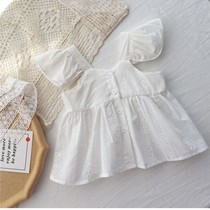 Girls summer sling backless top hipster Korean children baby girl cotton vest skirt style small flying sleeve tide