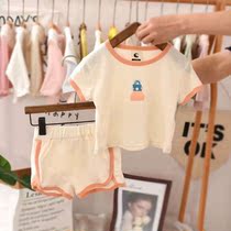 95% Baby Set Short Sleeve Summer 2020 New Girls Clothes Thin Korean Sports Baby Two-Piece