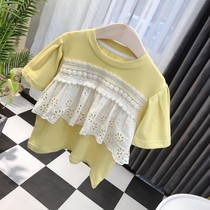 Girls set summer dress 2021 New Korean version of jeans fashion short sleeve children baby fashion two-piece tide