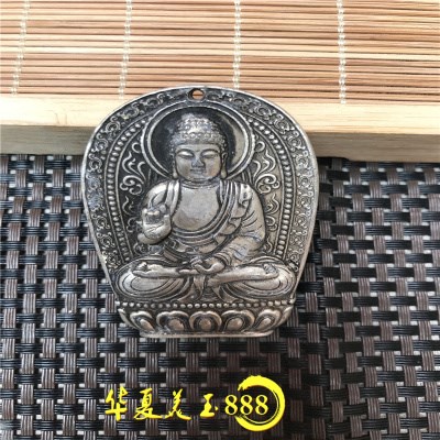 Antique Miscellaneous retro old white copper silver-plated Miao silver silver waist card pendant pendant bronze character Buddha