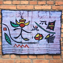 Batik painting Dongba Wen Yunnan Lijiang Naxi text hanging painting restaurant bar decoration ethnic handicraft cloth painting