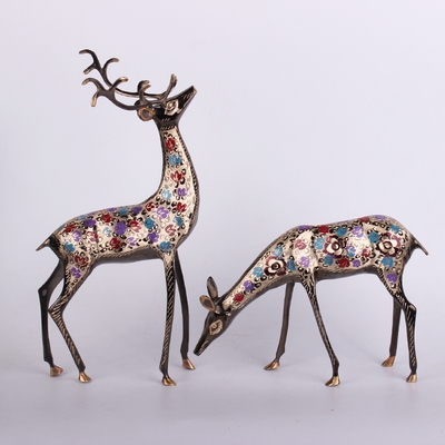 Pakistan handmade bronze couple deer a deer has you handicrafts Home decoration ornaments pair of deer
