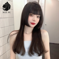  Princess cut wig female long hair summer simulation natural full headgear Japanese Ji hair style black long straight hair jk wig set