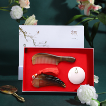 Dizi horn comb natural yak horn gift box high-end authentic comb Lady gift long hair set