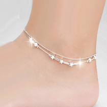 T personality silver anklet S925 sterling silver female Japanese and Korean palace bell simple bell retro anklet student fresh